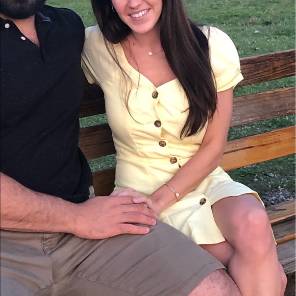 Yellow button down mini dress - Picture 2 of 4